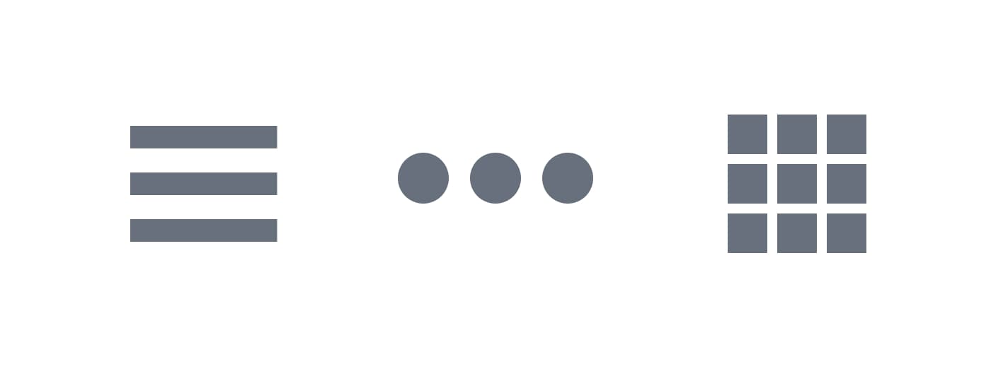 A hamburger menu, a meatball menu, and a bento box menu