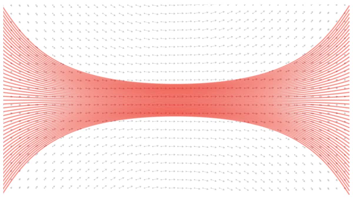Many lines moving through a flow field