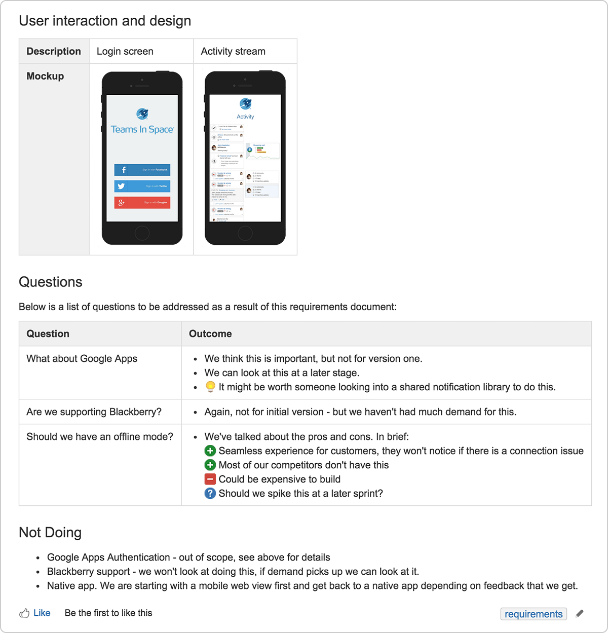 Atlassian’s product requirements template