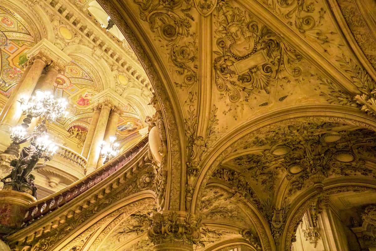 The Palais Garnier in Paris, designed in 1861, represents the peak of pre-industrial design: hand-crafted, ornamental design full of symbolism meant to be enjoyed by the wealthiest Parisians. <span class="figure--credit">Photo by Jeremy Bezanger on Unsplash</span>