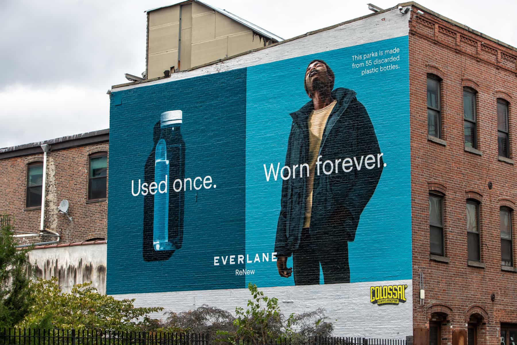 An ad for Everlane highlighting the environmental impact of using recycled plastic in their clothing <span class="figure--credit">Photo by Kasia Bedkowski</span>