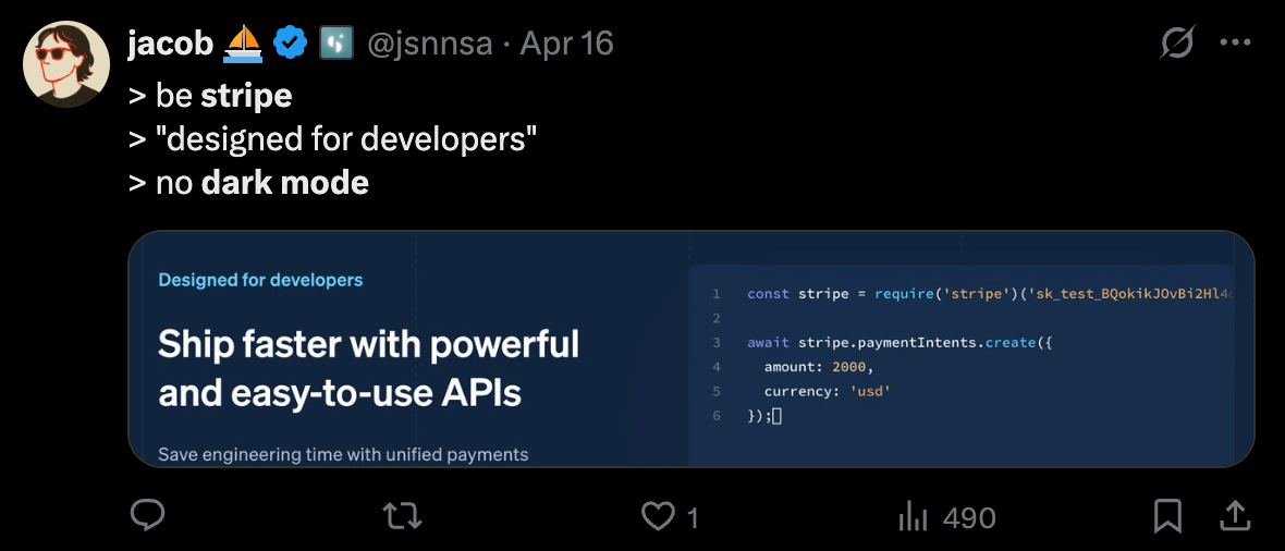 A tweet with the text